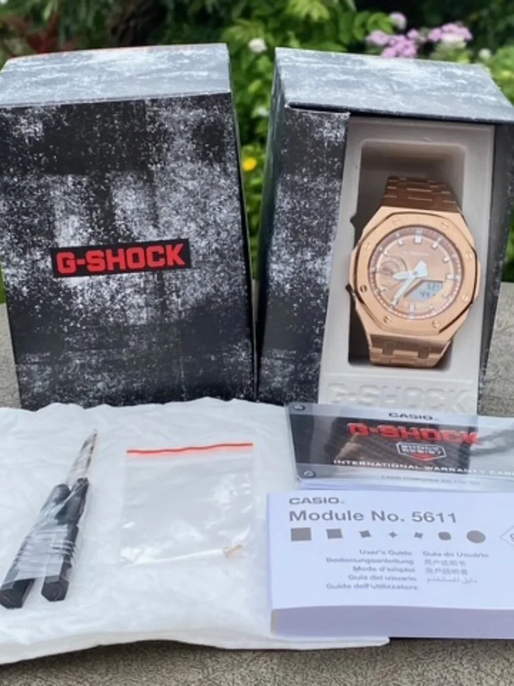New Casio G-Shock GA2100 added Stainless Steel All Rose Gold Color MOD
